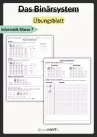 Vorschau - Arbeitsblätter - Binärsystem/ Zweiersystem Übungsblätter - Deckblatt