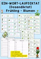 Vorschau - Arbeitsblätter - Ein-Wort-Laufdiktat Frühling Blumen, 1/2 Klasse, DAZ - Deckblatt