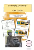 Vorschau - Stationenlernen - Lerntheke: Der Gorilla (Wildtiere) - Deckblatt