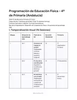 Vista previa - Unidades / Secuencias / Situaciones de Aprendizaje - Programación Anual Ed. Física 4º EP- SdA, sesiones y rúbricas - página 1