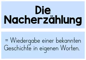 Vorschau - Präsentationen/Tafelbilder - Nacherzählung - Tafelmaterial (Regeln, Satzanfänge, Definition) - Seite 1
