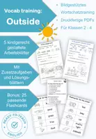 Vorschau - Mal- und Bastelvorlagen - Outside: Places & Activities - English Vocabulary Worksheets für die Grundschule - Deckblatt