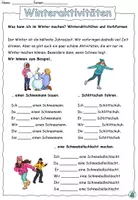 Vorschau - Arbeitsblätter - Winteraktivitäten Verbformen - DaZ / Deutsch - Seite 1