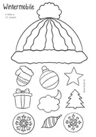 Vorschau - Arbeitsblätter - Bastelidee Winter Mobiles - Mütze + 🎄+ 🚀 / Vorlage für Kinder - Seite 2