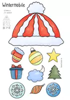 Vorschau - Arbeitsblätter - Bastelidee Winter Mobiles - Mütze + 🎄+ 🚀 / Vorlage für Kinder - Seite 3