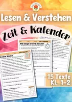 Vorschau - Arbeitsblätter - Lesen & Verstehen - Zeit & Kalender (Klasse 1-2) - Deckblatt
