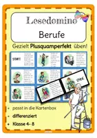 Vorschau - Stationenlernen - Lesedomino Berufe: Zeitenfolge mit Präteritum und Plusquamperfekt - Deckblatt