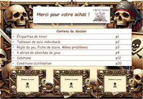 Aperçu - Cartes d'exercices - CAT problèmes de pirates (Atelier autocorrectif) - Page 3