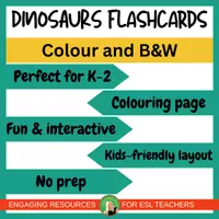 Vista previa - Tarjetas / Manipulativos - Dinosaurs Flashcards for ESL | Small Picture & Word Cards | K–2 | Colour and B/W - página 1