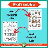 Vista previa - Tarjetas / Manipulativos - Dinosaurs Flashcards for ESL | Small Picture & Word Cards | K–2 | Colour and B/W - página 2