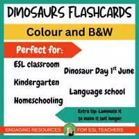 Vista previa - Tarjetas / Manipulativos - Dinosaurs Flashcards for ESL | Small Picture & Word Cards | K–2 | Colour and B/W - página 3