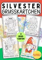 Vorschau - Mal- und Bastelvorlagen - 🎉 Neujahrs-Grußkärtchen 2026 | 8 Motive | 2 Größen | mit & ohne Gruß - Deckblatt