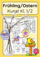 Vorschau - Arbeitsblätter - Kunst Frühling Materialpaket Klasse 1 -3 Fensterbilder, Dot Painting, 3D, Ausmalbilder - Seite 1