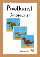 Vorschau - Mal- und Bastelvorlagen - Pixelkunst Dinosaurier - Pixelart, Kunstunterricht - Deckblatt