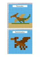 Vorschau - Mal- und Bastelvorlagen - Pixelkunst Dinosaurier - Pixelart, Kunstunterricht - Seite 3