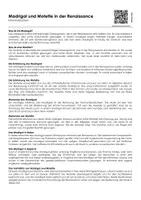 Vorschau - Arbeitsblätter - Madrigal und Motette in der Renaissance (Infotext und Übungen) - Deckblatt