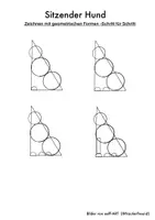Vorschau - Mal- und Bastelvorlagen - Sitzender Hund - Zeichnen mit geometrischen Formen - Seite 2