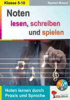 Vorschau - Arbeitsblätter - Noten lesen schreiben und spielen | Notenlehre, Violinschlüssel, Vorzeichen, Stammnoten, Notenrätsel, Musizieren, Glockenspiel, Differenzierung | Musik Sekundarstufe I Klasse 5-10 Lösungen - Deckblatt