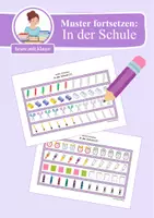 Vorschau - Arbeitsblätter - Muster fortsetzen & Reihenbildung: In der Schule (Vorschule & Anfangsunterricht) - Deckblatt
