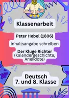 Vorschau - Klassenarbeiten - Kalendergeschichten Klasse 7 | Klassenarbeit - Deckblatt