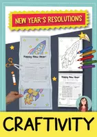 Vorschau - Mal- und Bastelvorlagen - New Year's Resolutions / Neujahrsvorsätze Steckbrief & Bastelvorlage (Englisch) - Deckblatt