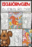 Vorschau - Mal- und Bastelvorlagen - Süße Eichhörnchen Ausmalbilder für Kinder - Deckblatt