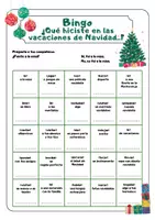 Vista previa - Hojas de trabajo - Bingo - ¿Qué hiciste en las vacaciones de Navidad? - Portada