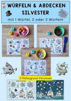 Vorschau - Arbeitsblätter - Silvester - Würfeln & Abdecken, Lernspiel mit 1, 2 oder 3 Würfeln - Deckblatt