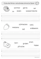 Vorschau - Arbeitsblätter - Einfache Schüttelsätze, Thema Obst und Gemüse, Klasse 2 - Seite 1