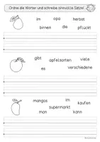 Vorschau - Arbeitsblätter - Einfache Schüttelsätze, Thema Obst und Gemüse, Klasse 2 - Seite 2