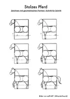 Vorschau - Mal- und Bastelvorlagen - Stolzes Pferd - Zeichnen mit geometrischen Formen - Seite 3