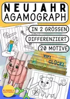 Vorschau - Mal- und Bastelvorlagen - 🎆 Agamograph basteln – Silvester & Neujahr | Wechselbild Kunst Grundschule (Zickzackbilder) - Deckblatt