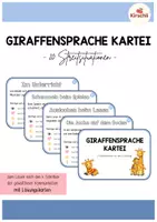Vorschau - Arbeitsblätter - Giraffensprache Kartei - gewaltfreie Kommunikation - Deckblatt
