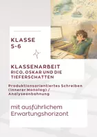 Vorschau - Klassenarbeiten - Rico, Oskar und die Tieferschatten Klassenarbeit - Deckblatt