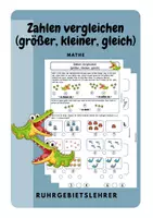 Vorschau - Arbeitsblätter - Zahlen vergleichen (größer, kleiner, gleich) - Deckblatt