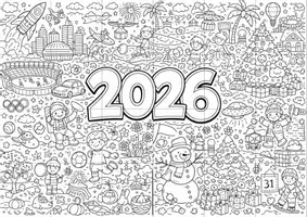 Vorschau - Arbeitsblätter - Kooperatives Bild, Gemeinschaftsbild Neues Jahr 2026 - Deckblatt
