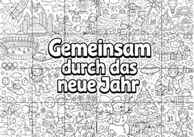 Vorschau - Arbeitsblätter - Gemeinschaftsbild, Kooperatives Bild : Gemeinsam durch das neue Jahr - Deckblatt