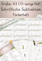 Vorschau - Arbeitsblätter - XL Übungsheft: Schriftliche Subtraktion, 43 (!) Seiten!, mit und ohne Übertrag, Förderheft - Deckblatt