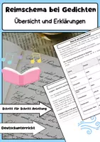 Vorschau - Arbeitsblätter - Reimschemata Gedichtanalyse Lyrik: Paarreim, Kreuzreim... - Deckblatt