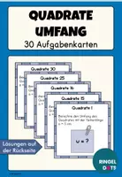 Vorschau - Stationenlernen - Quadrat: Umfang berechnen 30 Aufgabenkarten - Deckblatt