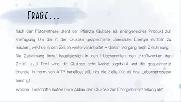 Vorschau - Unterrichtsreihen - Stoffwechselphysiologie II: Zellatmung - Aerober Abbau von Glukose | Biologie 13 | 2 fertige Unterrichtsstunden | sofort einsetzbar - Seite 1