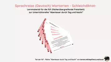 Vorschau - Fördermaterial/Inklusion - Mission Sprachreise: Schleichdiktat (Wortarten) Tag & Nacht - Deckblatt