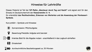 Vorschau - Fördermaterial/Inklusion - Mission Sprachreise: Lauschdiktat (Wortarten) Tag und Nacht - Seite 1
