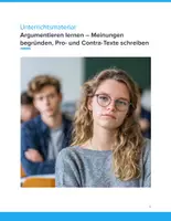 Vorschau - Unterrichtsreihen - Argumentieren lernen – Meinungen begründen, Pro- und Contra-Texte schreiben - Deckblatt