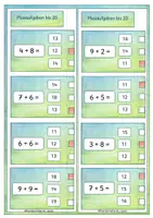 Vorschau - Fördermaterial/Inklusion - Addition bis 20 mit ZÜ - Klammerkarten - Seite 1