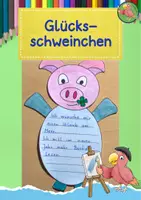 Vorschau - Mal- und Bastelvorlagen - Kunst Neujahr, Glücksschwein und Wünsche - Deckblatt