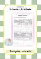 Vorschau - Arbeitsblätter - Lückentext Prädikate Satzglieder - Deckblatt
