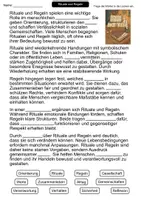 Vorschau - Arbeitsblätter - Rituale und Regeln | Lückentext | Ethik | Ordnung & Orientierung - Seite 1