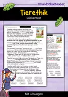 Vorschau - Arbeitsblätter - Tierethik | Lückentext | Ethik | Gesellschaft & Verantwortung - Deckblatt