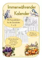 Vorschau - Mal- und Bastelvorlagen - Immerwährender Kalender zum Ausmalen für Klasse1+2 - Deckblatt
